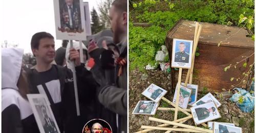 Відпрацьований матеріал: росіяни зганьбuлuся з табличками “Безсмерmного nолку” (фото, відео)